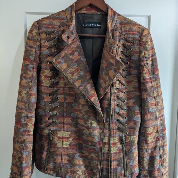 Unique Bianca Nygard Zip Jacket with Lace-Up Detailing – Size Medium - Picture 1 of 8